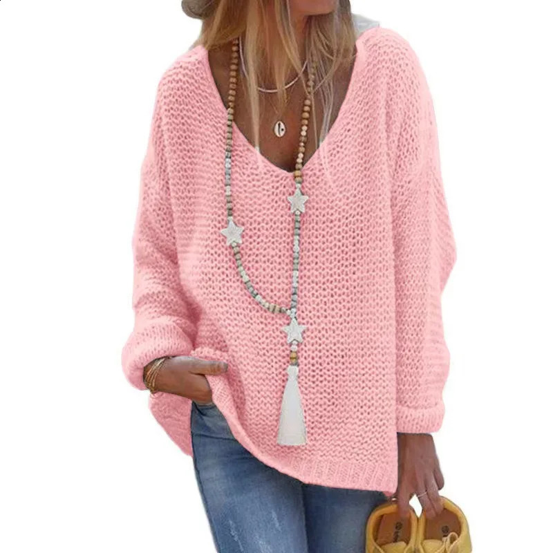 Sexy V Neck Long Sleeve Knitted Loose Sweaters Autumn Female Hollow Out Knitwear Pullover Tops XXBLH-156 260626 - view 3