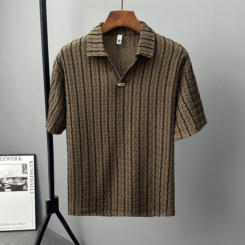 Men's Short-Sleeve Striped Polo Shirt, Super Trendy Brand T-Shirt, 2026 New Model, High-End Stylish Brand
