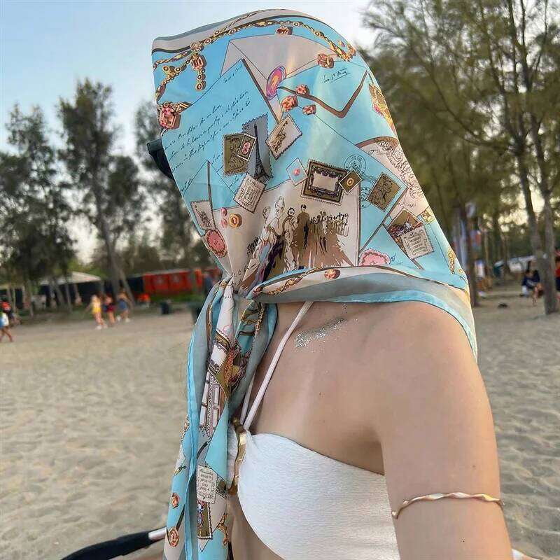 2026 Women Silk Square Scarf Lady Bandana Head Wrap Shawl Satin Foulard Female Large Hijab Neckerchief Scarves Headband 26Y06226 - view 6