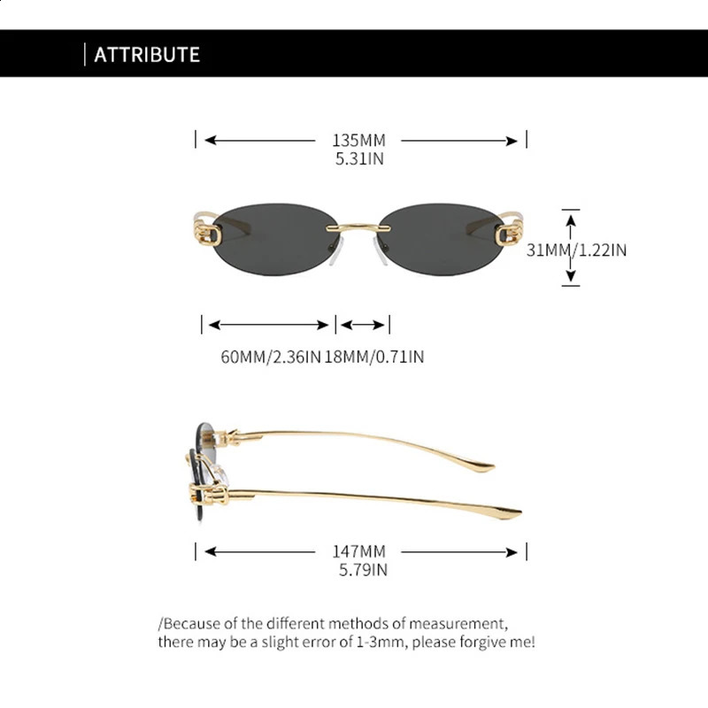 y2k Rimless Oval Sunglasses Women For Men Male 2026 Sun Glasses Vintage y Metal Punk Outdoor Knot Rope Small Eye Glasses 260626 - view 6