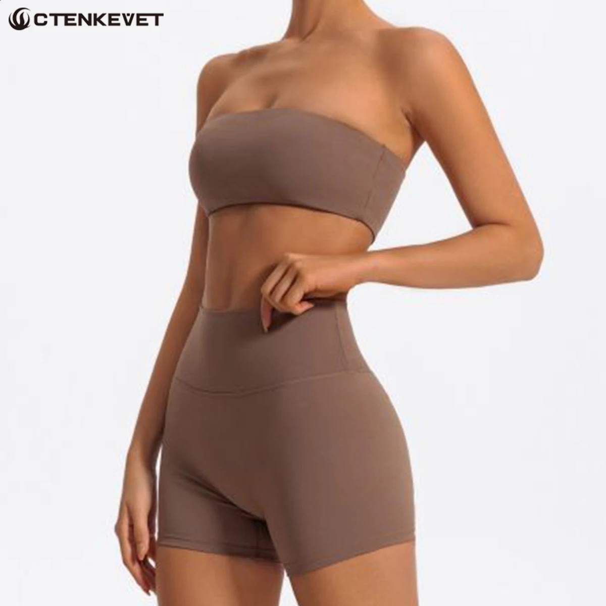 Summer Two Piece Fitness Sports Set Women Workout Yoga Outfit Strapless Bra Woman 2Ps Gym Crop Top Deportivos Mujer Gym Suits 260626 - view 1