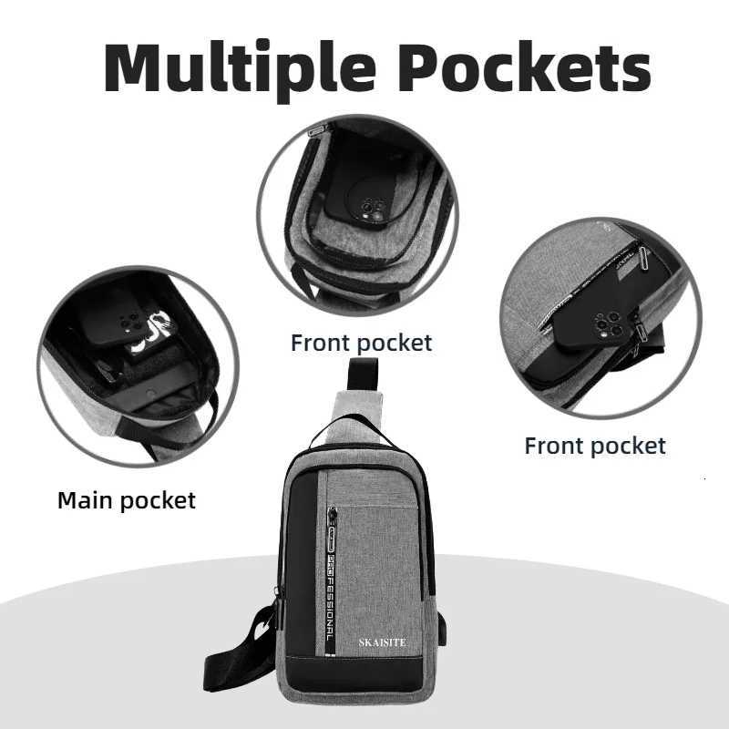 with Casual Bag Mens Chest USB Charging Port Suitable for Casual Shoulder Bags Outdoor Cycling Bags Daily Outdoor Bags Etc M260626 - view 4