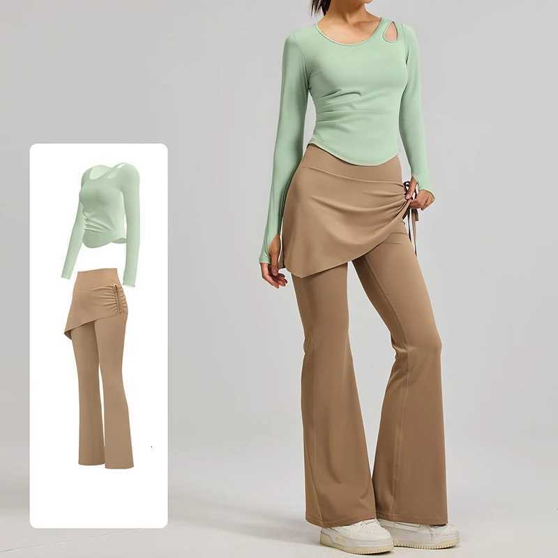 High Women 2026 Quality Fashion Solid Color 2 Piece Yoga Sets with Built-In Bra Pads Skinny Fit Running Pilates Workout Outfit M260626 - view 3