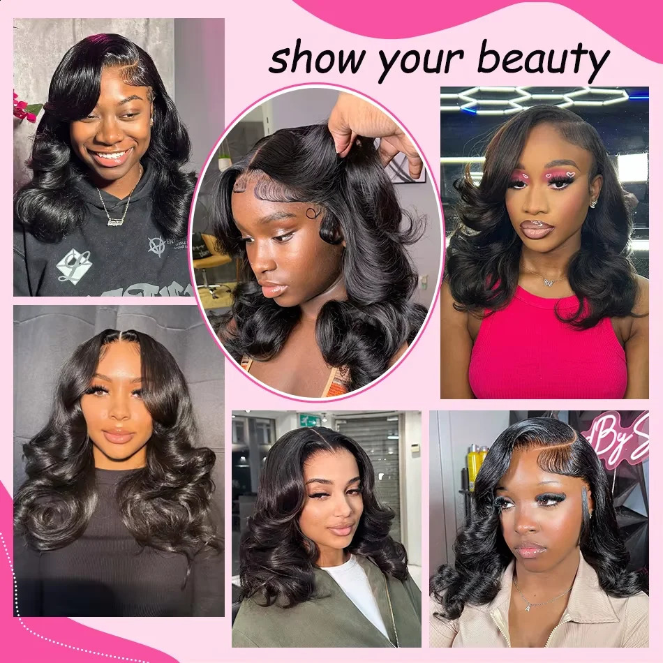 Short Bob Wig 250 Density 13x4 Lace Front Human Hair Wig For Women Peruvian HD Frontal Wig Glueless Closure Wig Loose Body Wave 260625 - view 6