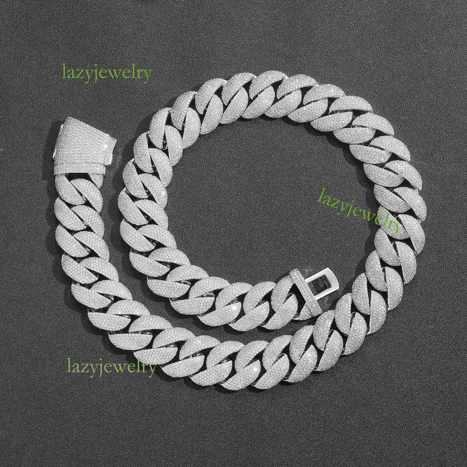 VVS Mosan stone full diamond Cuban necklace 21mm ice crystal Myer secret necklace bracelet men exaggerated hip-hop accessories daily wear - view 4