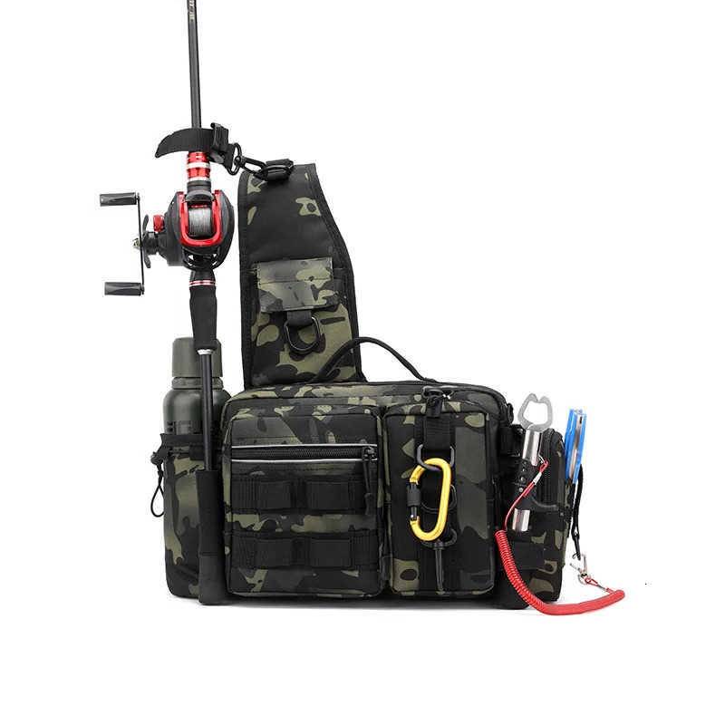 crossbody single-shoulder bag waist bag bag fishing rod bag bait box tackle bag large-capacity camouflage fishing bag M260626