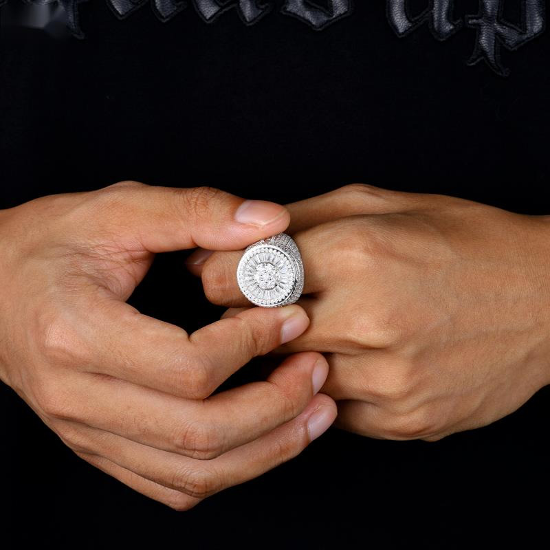 Iced Out Moissanite Ring 925 Silver Diamond VVS Premium Quality Hip Hop Bling Men Jewelry Gift Box Included - view 4