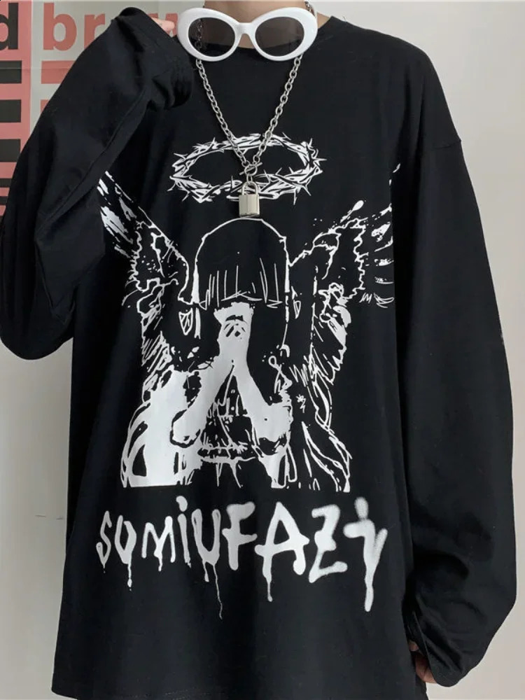 T shirt for men Autumn mens clothing Long Sleeve T-shirt O-neck oversize Tee Oversized Gothic Dark Academia Y2k Tshirt Male Top 260626 - view 4