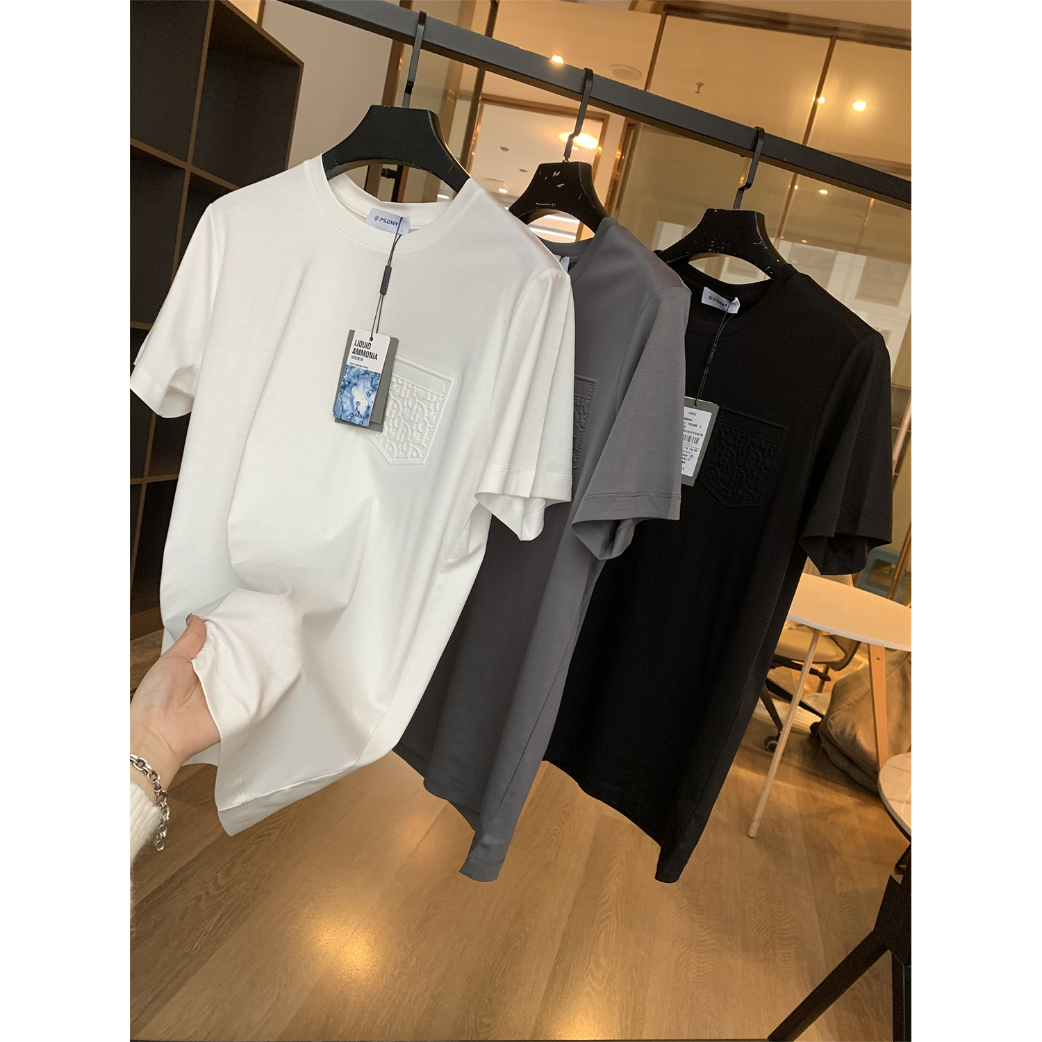 Imported Liquid Ammonia Mercerized Pima Cotton! 2026 Spring And Autumn Solid Color Casual Round-Neck Short-Sleeve T-Shirt For Men Men Round-Neck Pullo