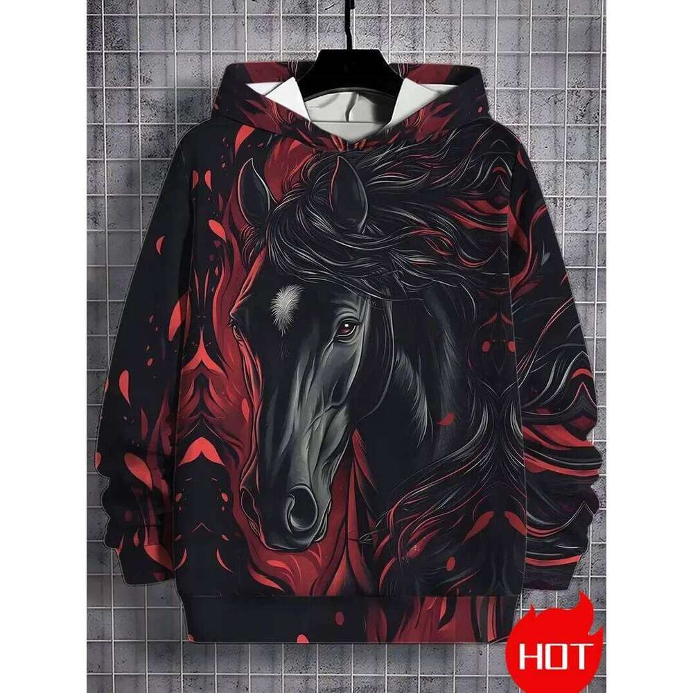 Horse Graphic 3D Hoodies Autumn Men Clothing 3d Print Sweatshirts Novelty Animal Unisex Hooded Pullover Sweatshirt Y2k W260626 - view 3