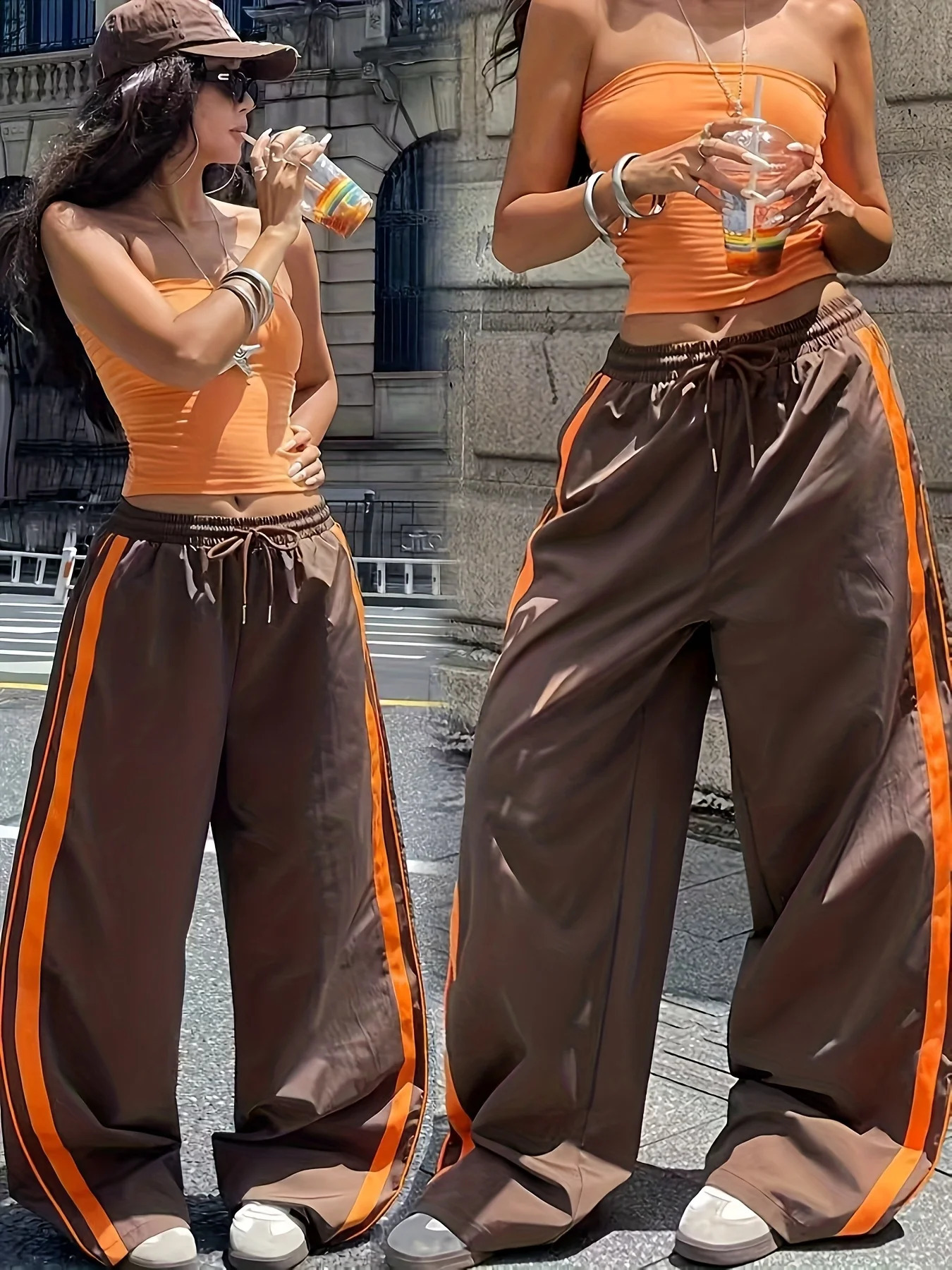 Womens Fashion ColorBlocked Casual Long Pants 260625