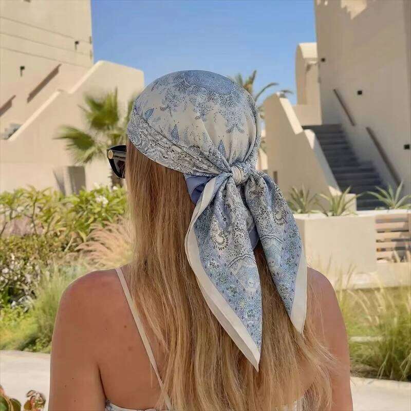 Luxury Printing Silk Square Scarf Women Neck Hair Tie Band Beach Hijab Kerchief Head Headbands Bandana Female Foulard 70cm 26Y06226 - view 3
