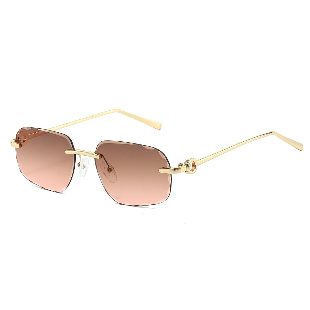 26 Fashionable Vintage Square Men's UV Protection Gradient Women's Sunglasses Rimless Wavy Edge Metal Sun Glasses - view 6