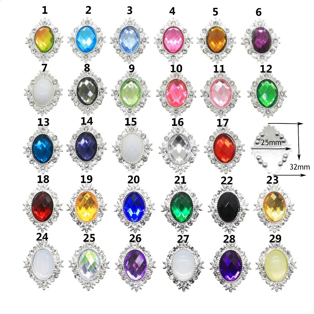 Sell 10Pcs 25X32MM Decorative Jewelry Accessories Diy Metal Rhinestone Craft Component Flatback Crystal Horse eye Mix Color 260623 - view 3