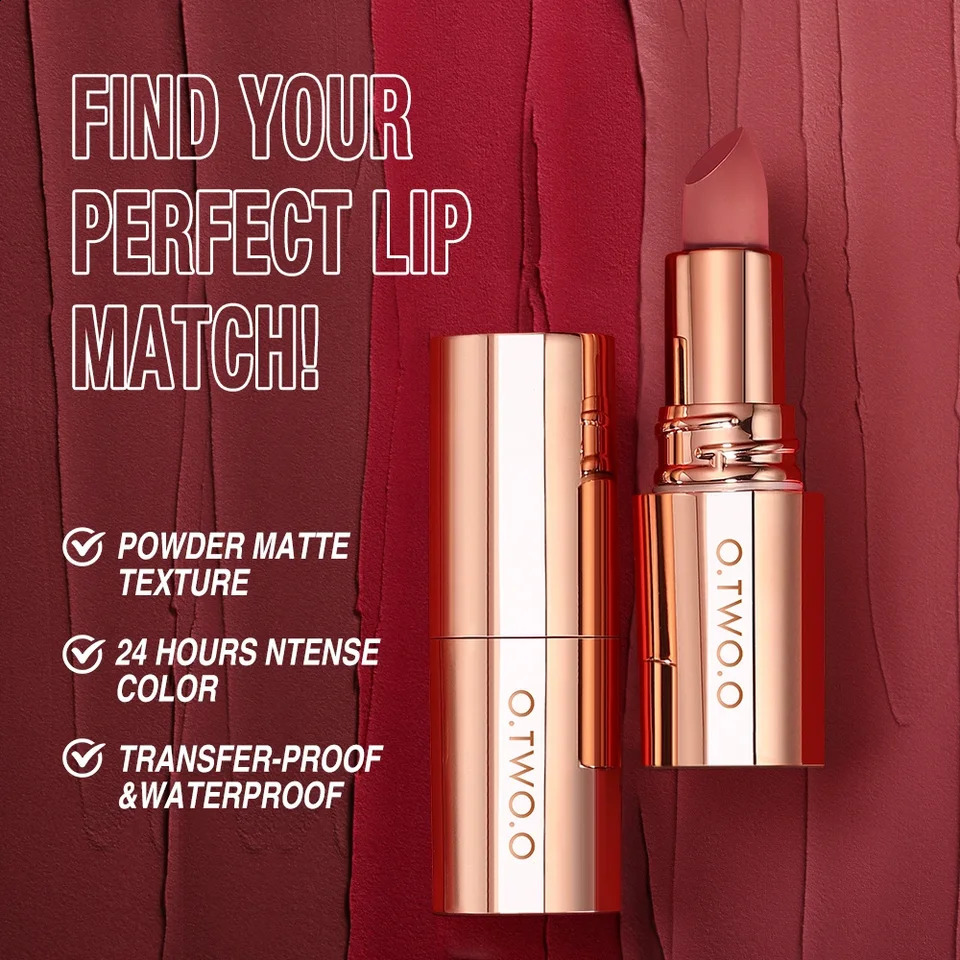 OTWOO Matte Lipstick Long Lasting Waterproof Lip Stick Smudge-free Classic Highly Pigmented Velvet Finish Lip Tint Makeup 260626 - view 7