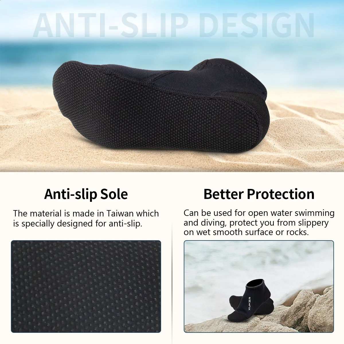 3mm Neoprene Socks Beach Volleyball Diving Swimming Surfing Snorkeling Kayaking Rafting Water Booties Flatlock StitchesLow Cut 260626 - view 4