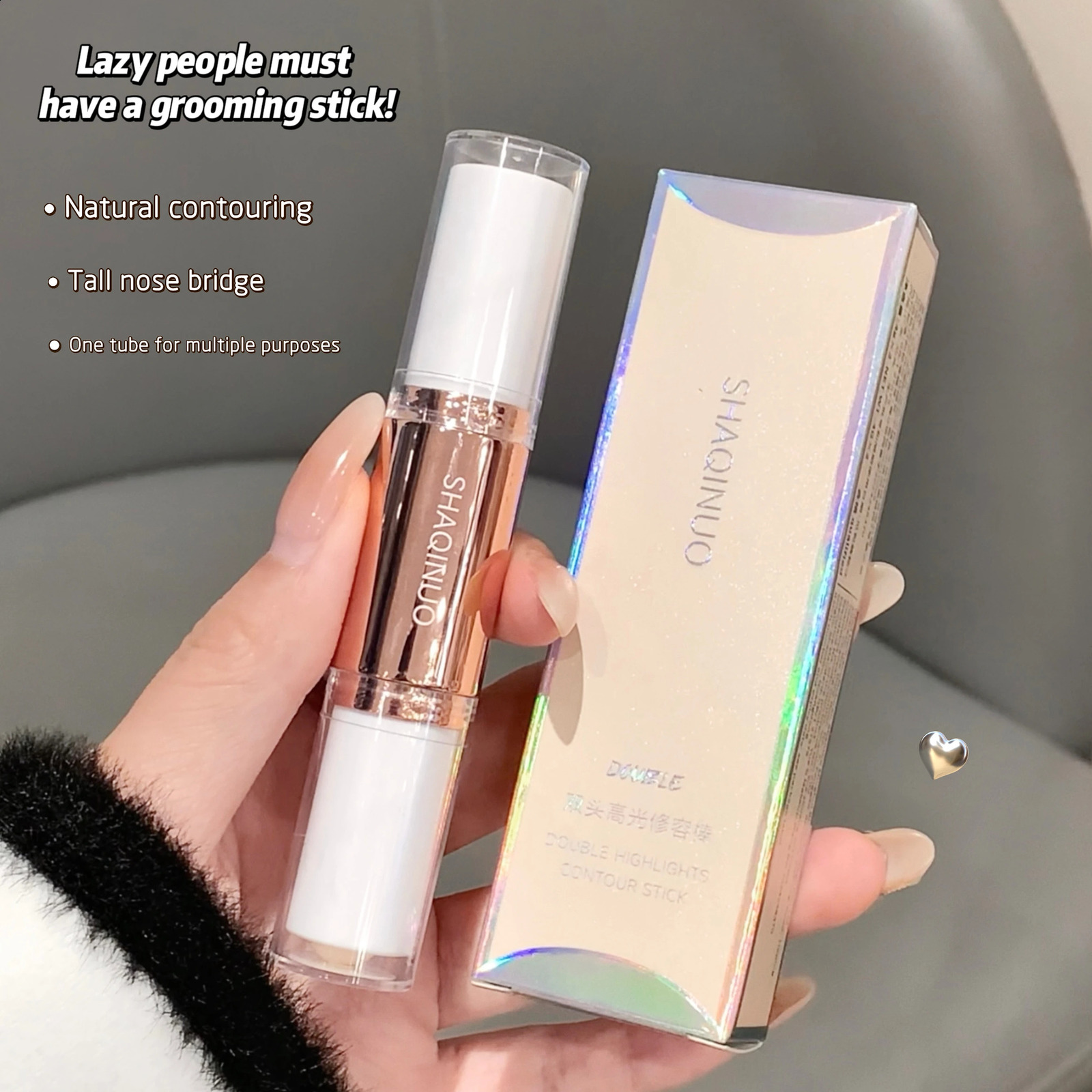 SHAQINUO 2 in 1 Dual Head Highlighter for Face Body Contour and Highlighter Stick for Face and Body 260625 - view 3