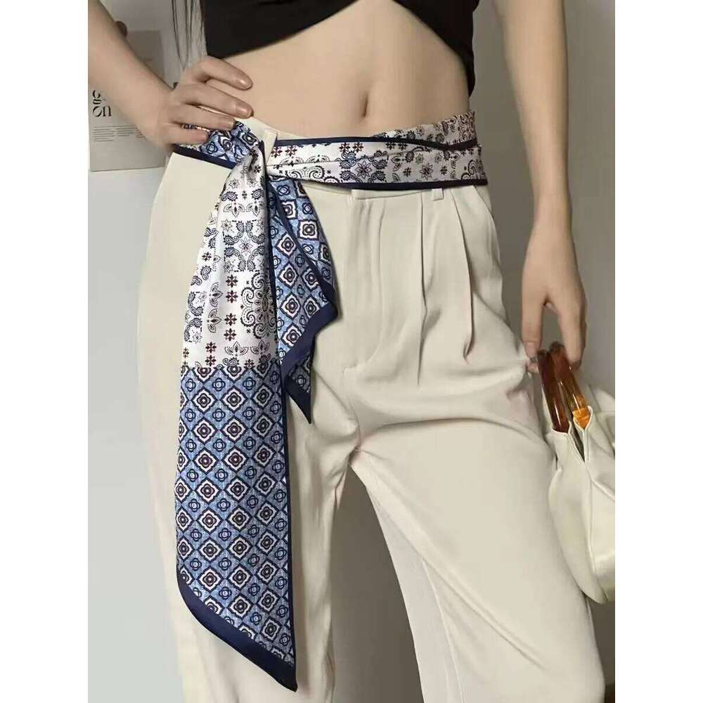 Luxury Ladies Long Silk Female Animal Horse Print Thin Narrow Scarf Bag Hair Band Ribbon Scarves Women Neckerchief 26Y06226 - view 4