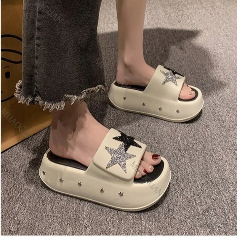 Summer 7CM Platform Slippers 2026 Fashion Shine Star Women Comfy Soft Sole EVA Slide ShoesS Non Slip Beach Vacation Sandals 260626 - view 5