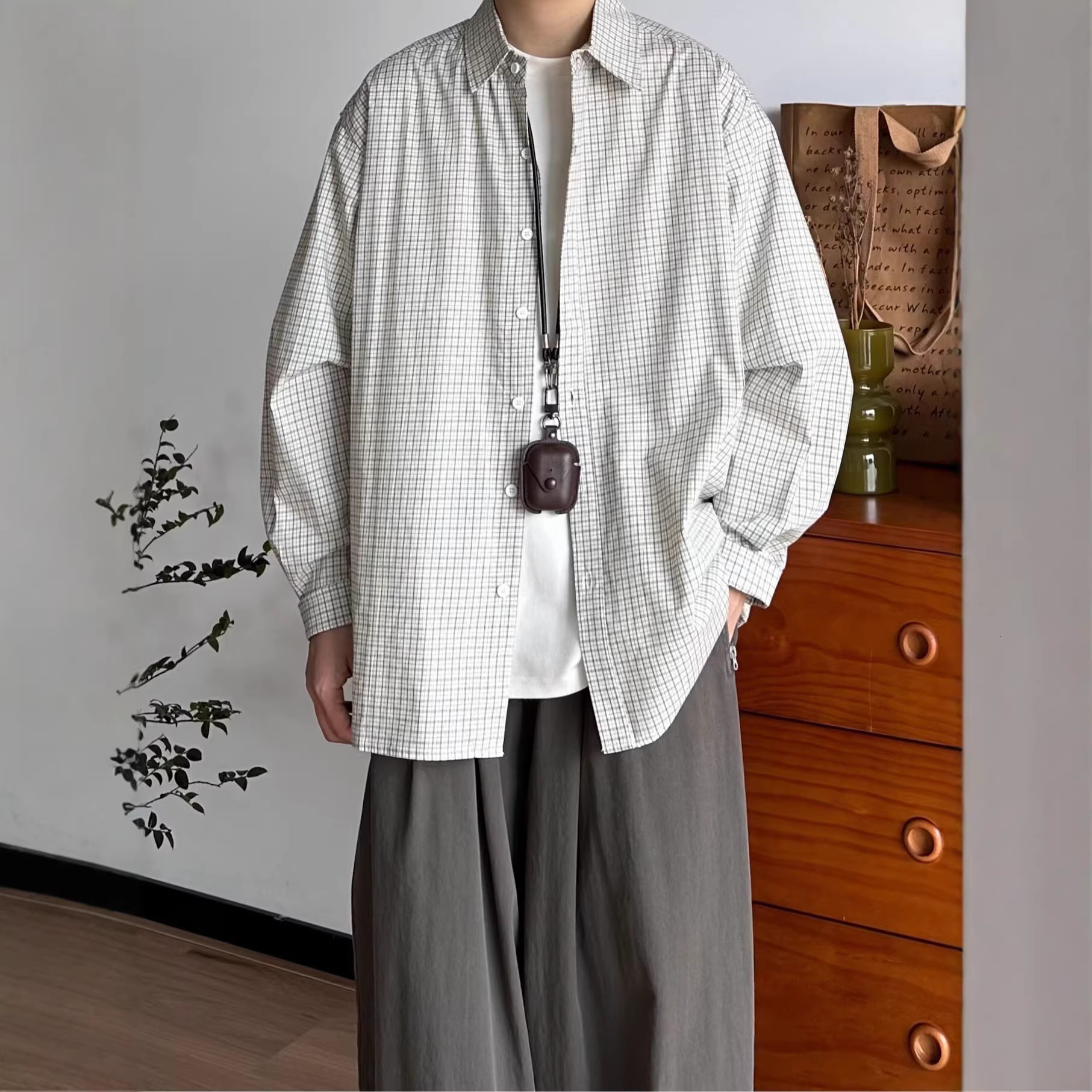 New Spring Autumn Japanese Retro Plaid Long-Sleeve For Men And Women, Elegant Loose Casual Versatile Shirt Jacket Trendy