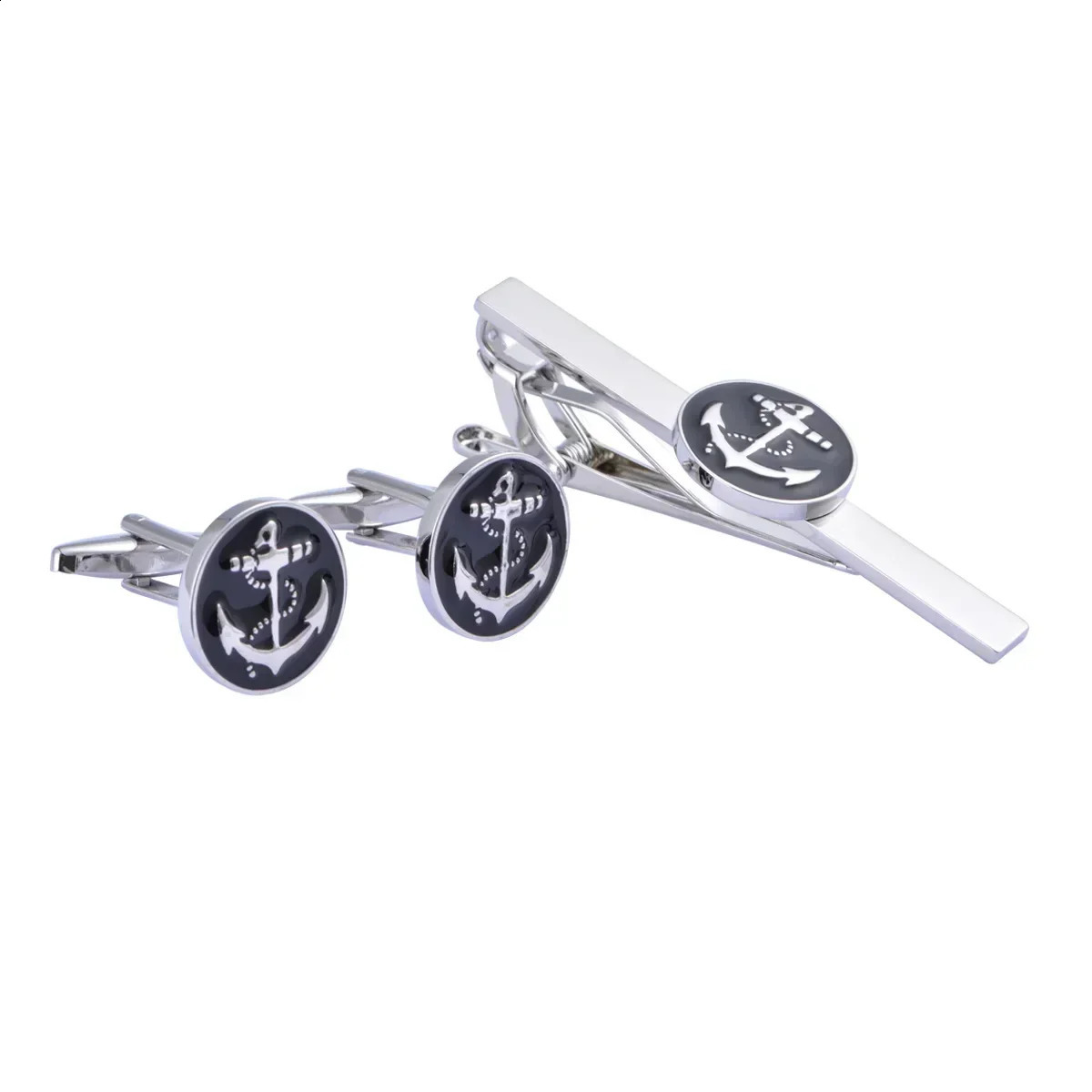 Fashion French Style Cufflinks Blue Black Gold Color Anchor Cuff Links Tie Clip Business Cocktail Party Mens Accessories 260626 - view 5