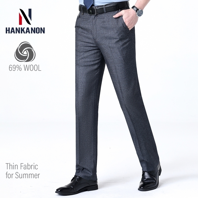 Highend Mens Wool Pants Blend Thin Fabric for SummerBusiness Formal Dress PantsWool Trousers y260618