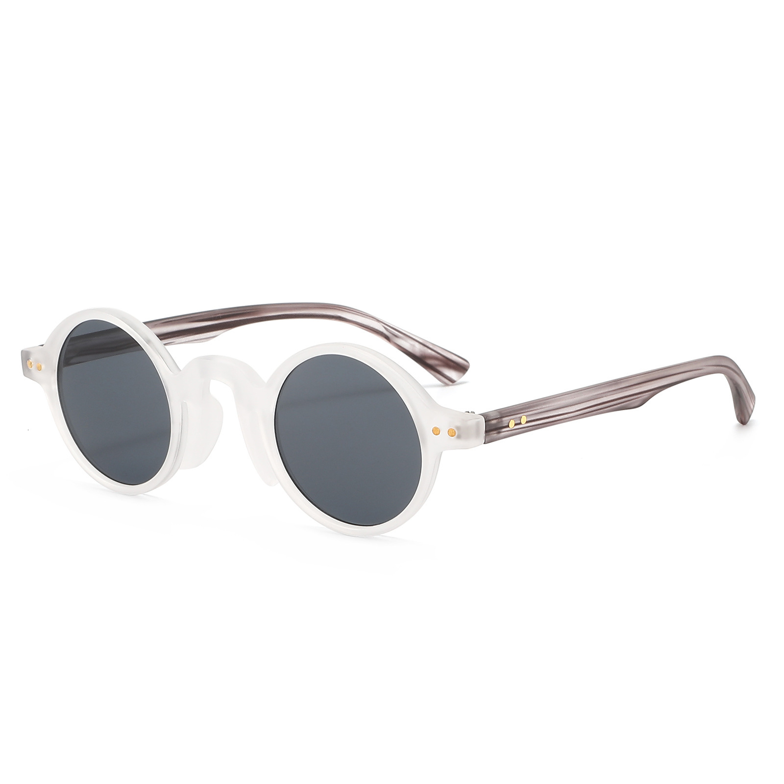 20 New Model: Women's Vintage Fashion Small Round Frame Sunglasses With Rivet Detail, Ocean Lens, High-End Stylish Design - view 1