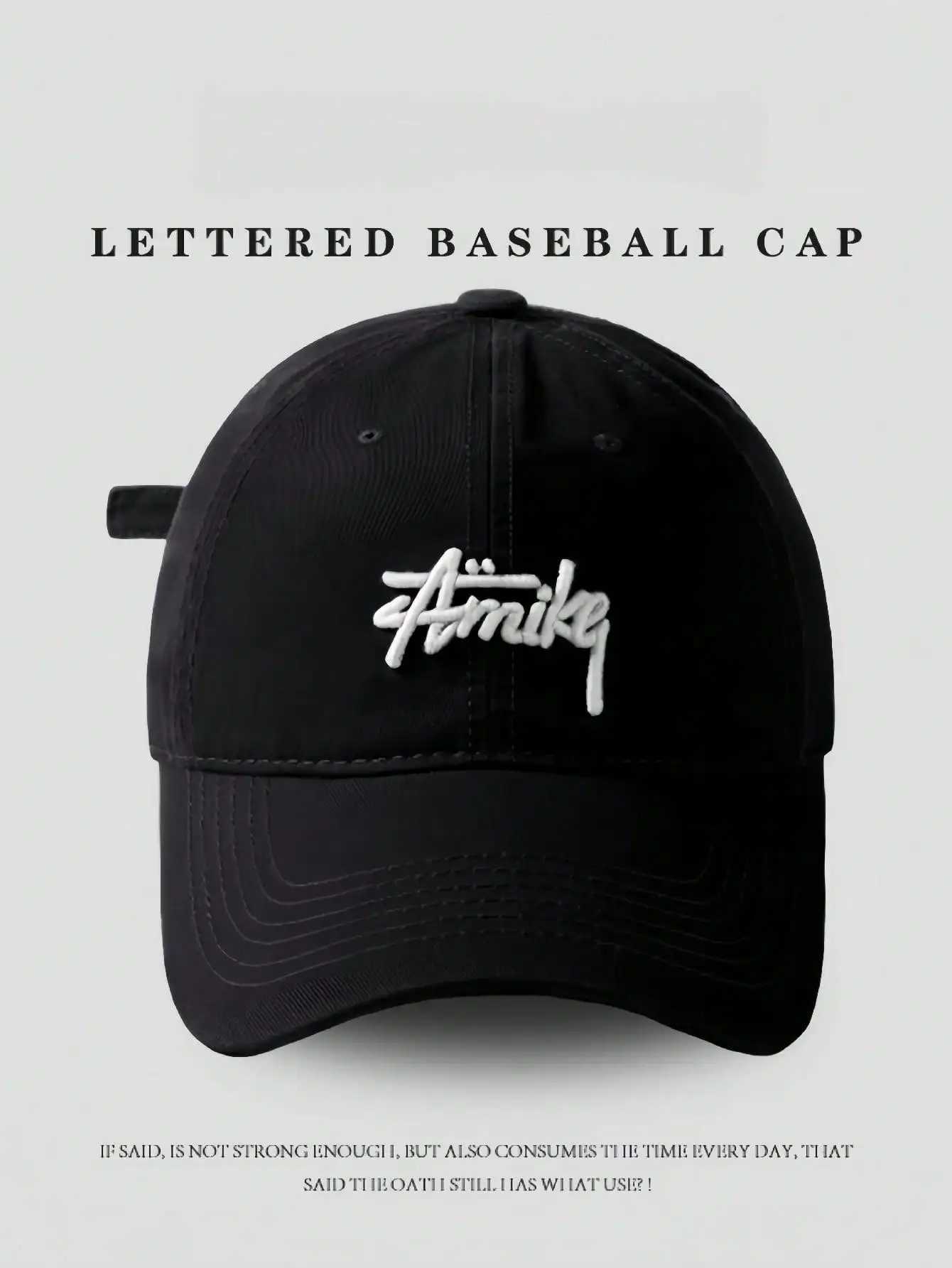 Retro Letter Embroidery Baseball Monochrome Adjustable Brim Hat Summer and Spring Fashion Sun Hat Unisex M260626 - view 6