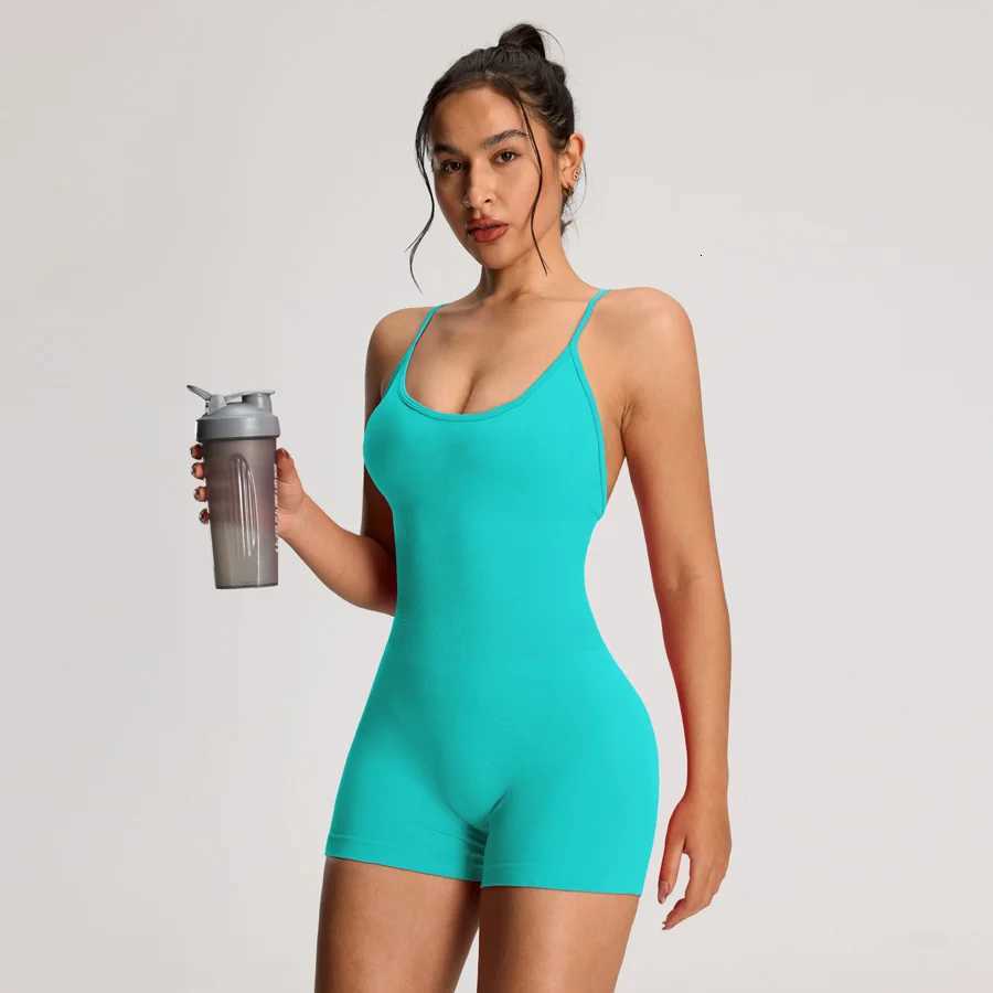 Yoga Backless Womens Combi-pants Bodysuit Shorts Jumpsuits Gym-to-Street Overalls Summer Fitness Jumpsuit for Gym Rompers M260626 - view 3
