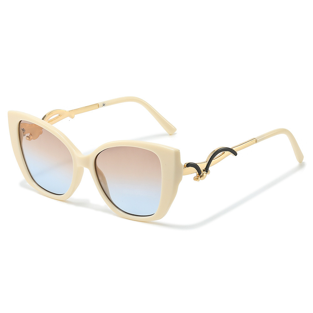 2026 New Cat-Eye Fashion European And American Style Large Frame With Wavy Metal Decorations Ins Sunglasses For Women - view 1