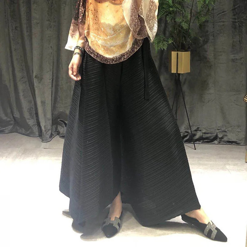 YFPF Fashion Wide Leg Pant For Women Pleated High Waist Solid Color Loose Long Trousers Casual 2026 Clothing 260625 - view 4