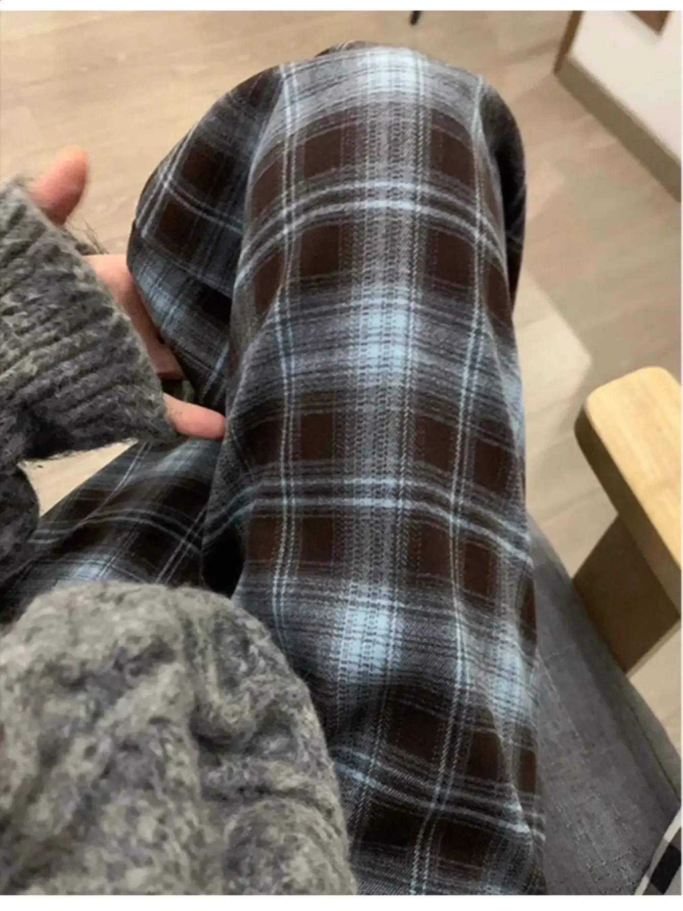 Retro Checked Plus Size Womens Trousers Relaxed Fit Comfortable Y2K Casual Straight Leg Pants SpringAutumn Bottoms 260625 - view 4