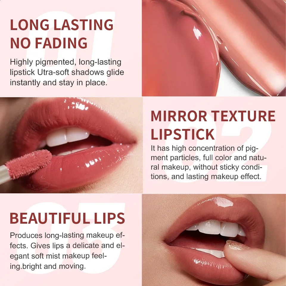 High Shine Lip Gloss Waterproof Smudge Proof Extended Wear Hydrating Raspberry Flavor Colorfast Lip Glaze 260626 - view 3