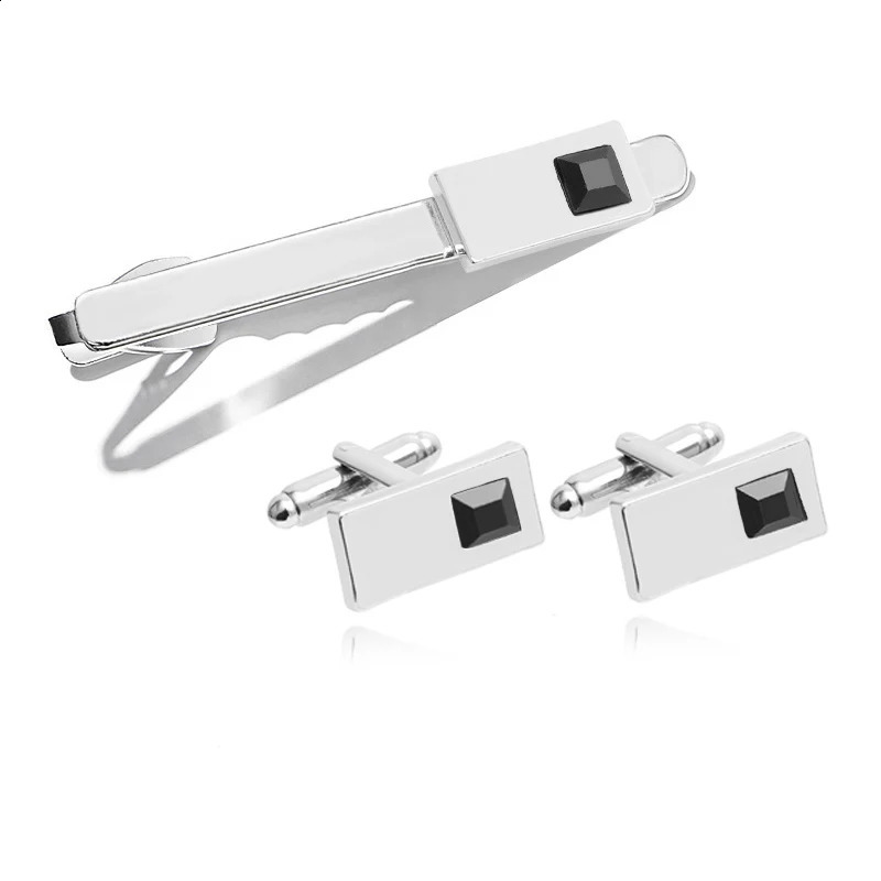 Fashion Business Shirt Sleeve Decorative Buttons Classic Geometric Tie Clips and Cufflinks Set for Mens y Jewelry Gift 260626 - view 6