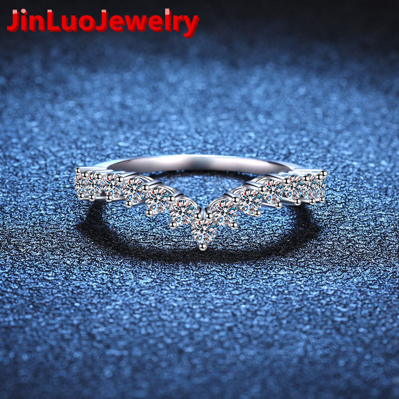 WZ024 Fine D Color VVS Plated Platinum 925 Sterling Silver Ring Jewelry Round Cut Moissanite Wedding Engagement Ring for Women
