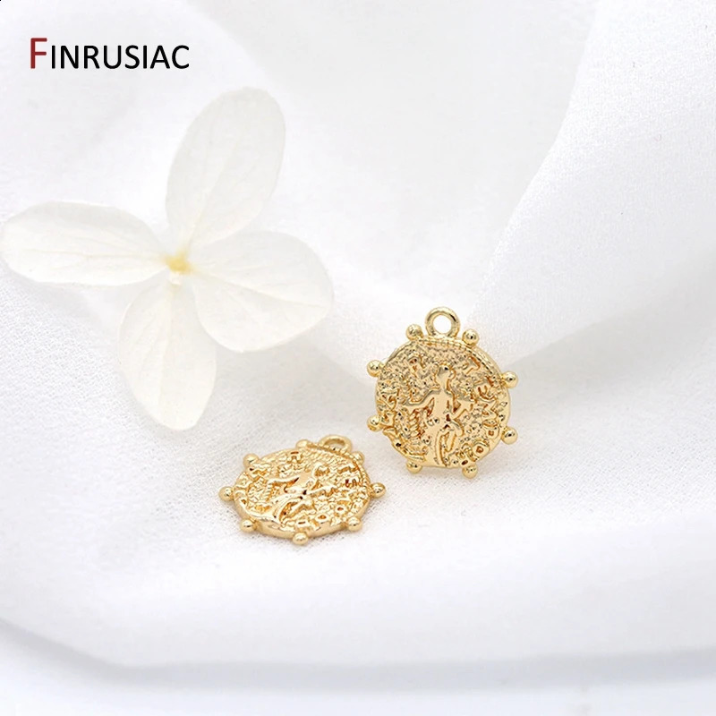 Jewellery Making Pendants Accessories Wholesale 4 Types Gold Plated Round Coin n Pendants For DIY Necklace 260623 - view 6