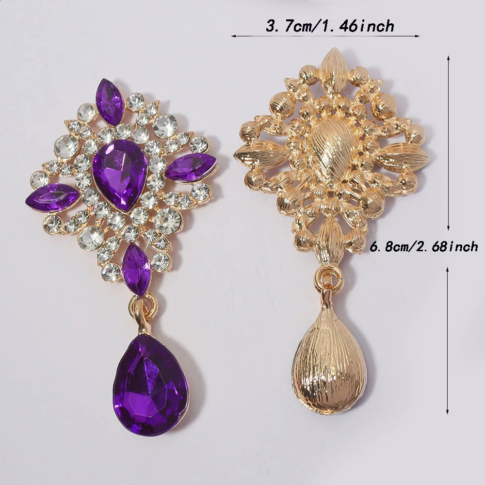 5pcs 68cm Golden bottom 15Colors Acrylic Pendant Accessories Rhinestone Diy Jewelry For Wedding Gift Box Bow center Decoration 260623 - view 3