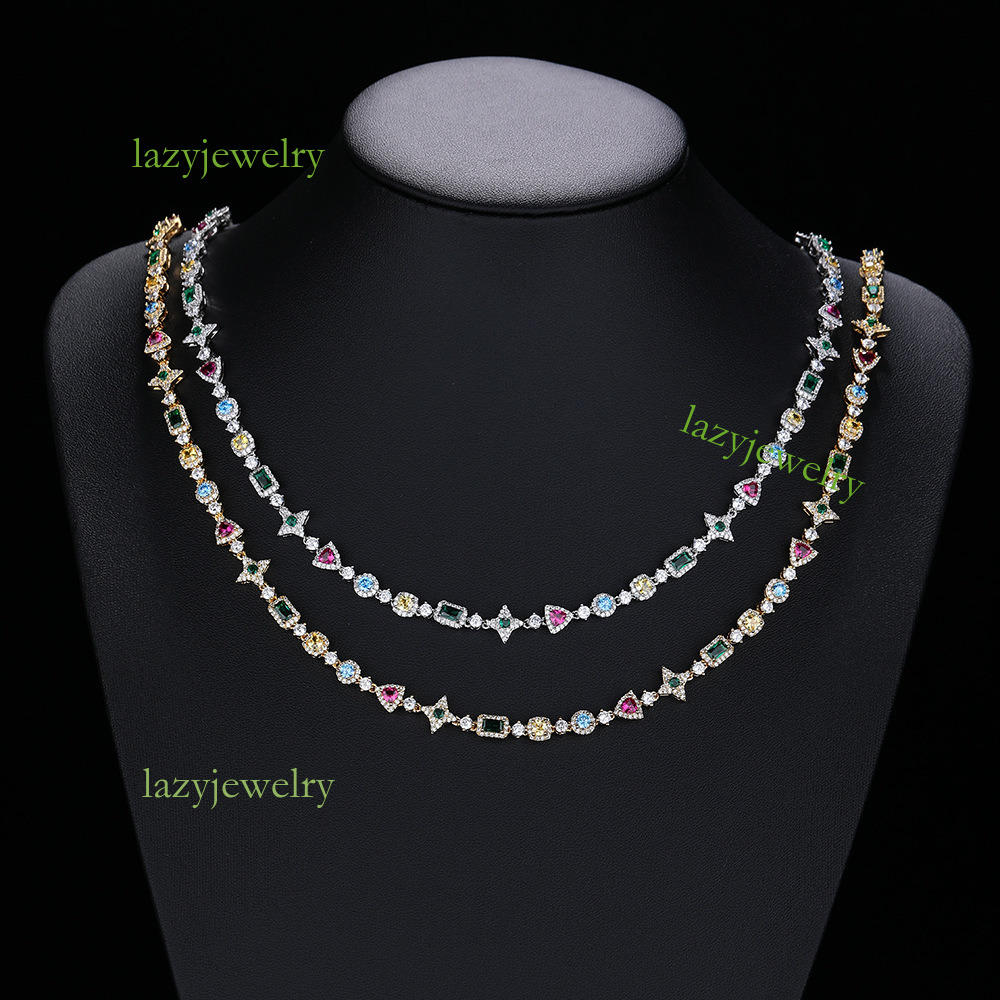 Geometric diamond moissanite necklace fashion senior sense women necklace dazzling free delivery - view 4
