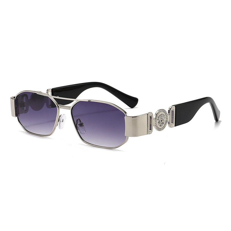 New Cross Border Small Square Frame Double Beam Sunglasses for Men High End with Decorative Head Shaped Temple Legs European and American Style Glasse - view 9
