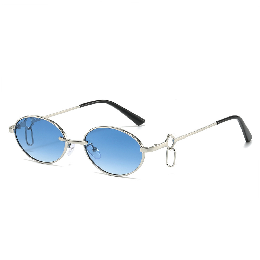 New Oval Metal 2026 European And American Style Unique Hip-Hop Internet Celebrity Ins Double Ring Buckle Fashion Sunglasses - view 4