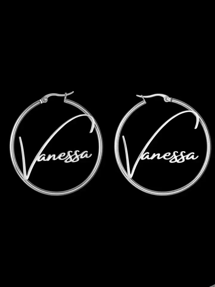 Custom Name For Women Girl 50mm Hoop Earrings Stainless Steel Jewelry Mother Her Birthday Personalized GiftChic AutumnDelicate 260626 - view 5