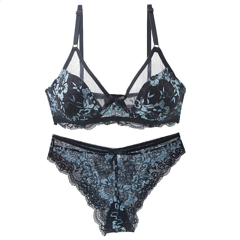 UltraThin Thick Bra Sets 3475 3680 3885 4090 4295 44100 46105 BCDE Cup Underwear Transparent Embroidery Lace Lingerie 260626 - view 4