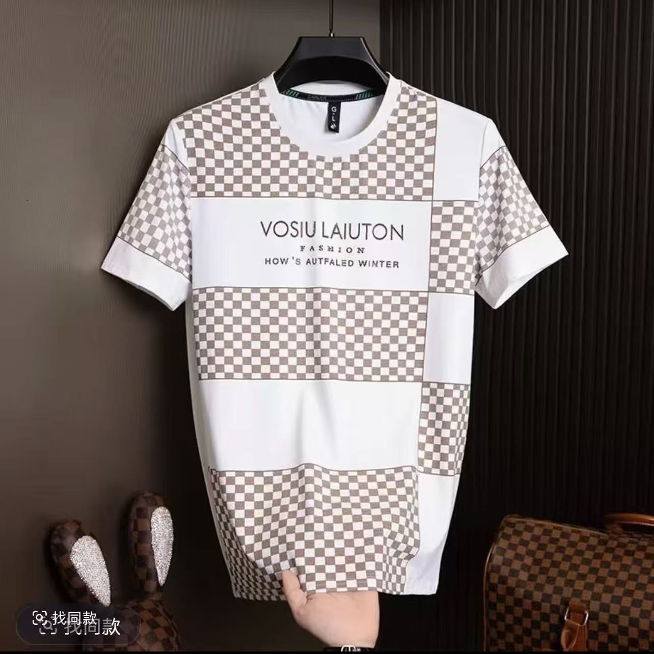 Plaid Short-Sleeve T-Shirt, New Summer Style For Men, Business Casual, Trendy Versatile, Moisture-Wicking And Sweat-Absorbing - view 3