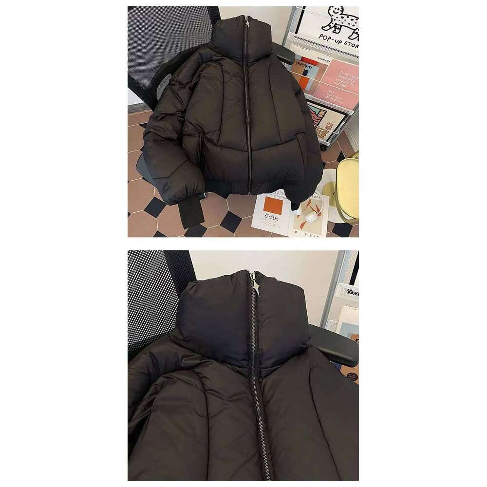 Mens Short Puffer Winter Thickened Warm Down Cotton Coat Loose High Collar Streetwear Fashion Windproof Bread Jacket J260626 - view 7