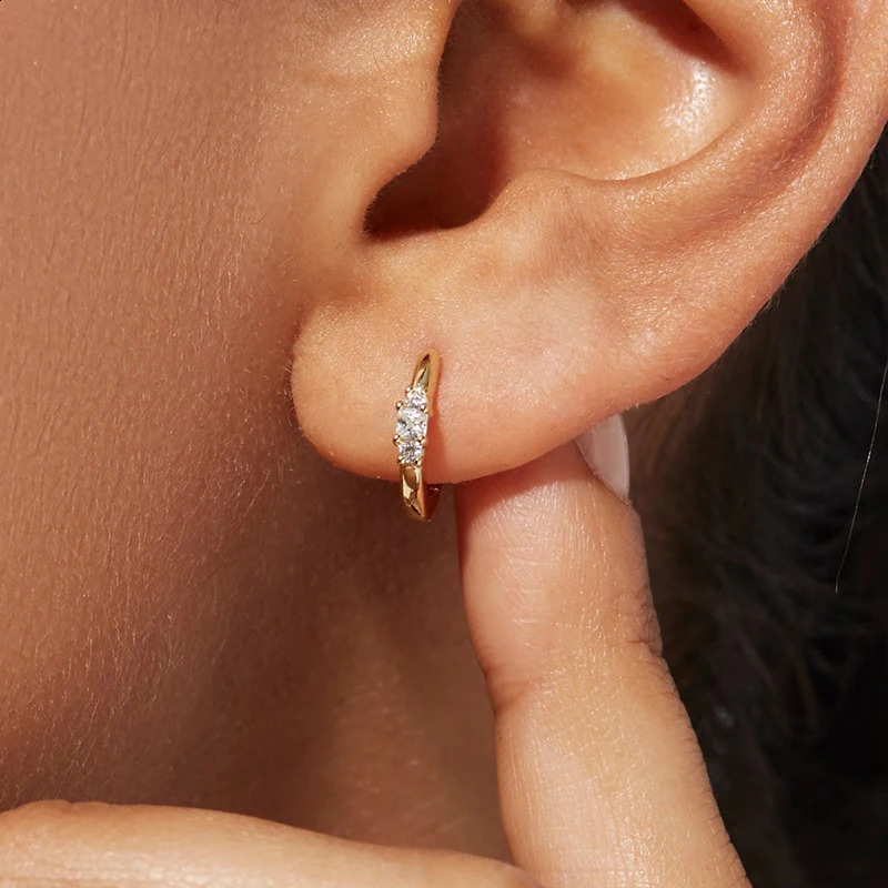 925 Sterling Silver Needle Irregular White Zircon Hoop Earrings For Women Pearl Ear Buckles Vintage Crystal Jewelry Gifts 260626 - view 4