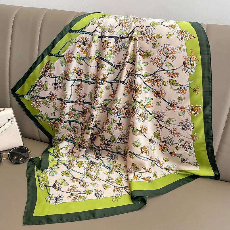 Elegance Pink Silk Feeling Square Scarf Women Print Satin Neckerchief Spring Hair Band Foulard Bandana Echarpe Tie Shawl Wraps 26Y06226 - view 4