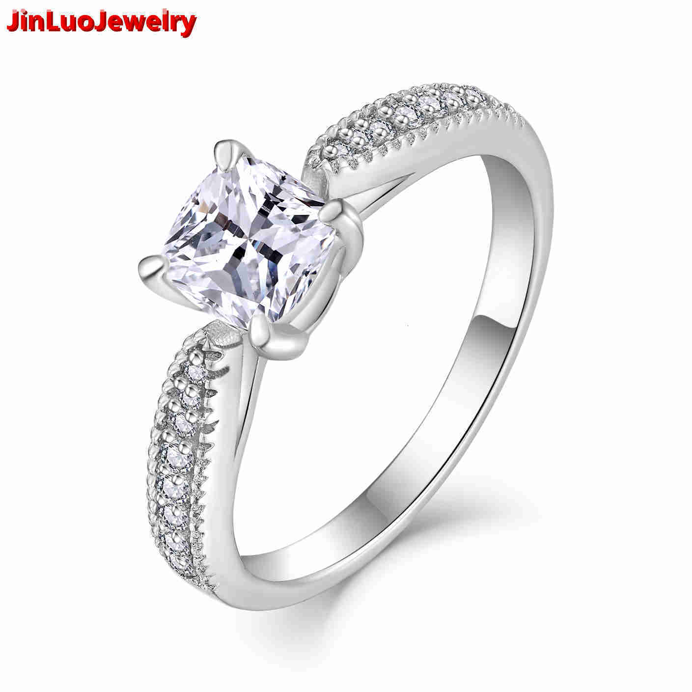 QX Classic Luxury Real Solid 925 Sterling Silver Black Rhodium Plated Flower Design Prong Set 10Ct Moissanite Wedding Ring