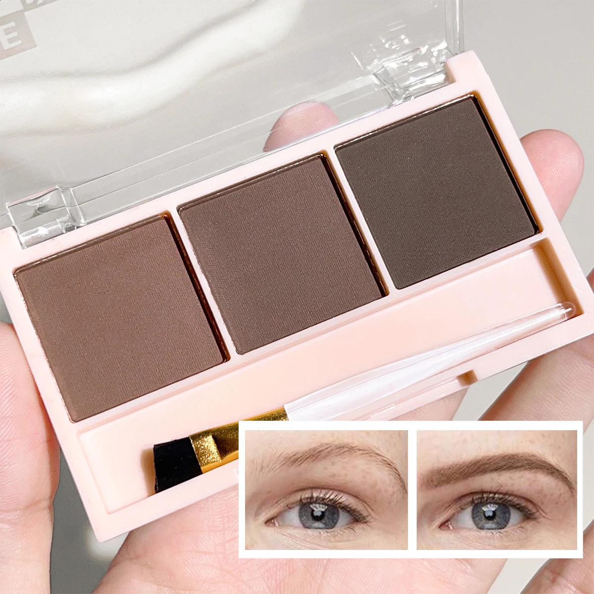 3-Color Brow Powder Set with Brush - Long-lasting color-resistant versatile contour makeup set for natural three-dimensional 260626 - view 4