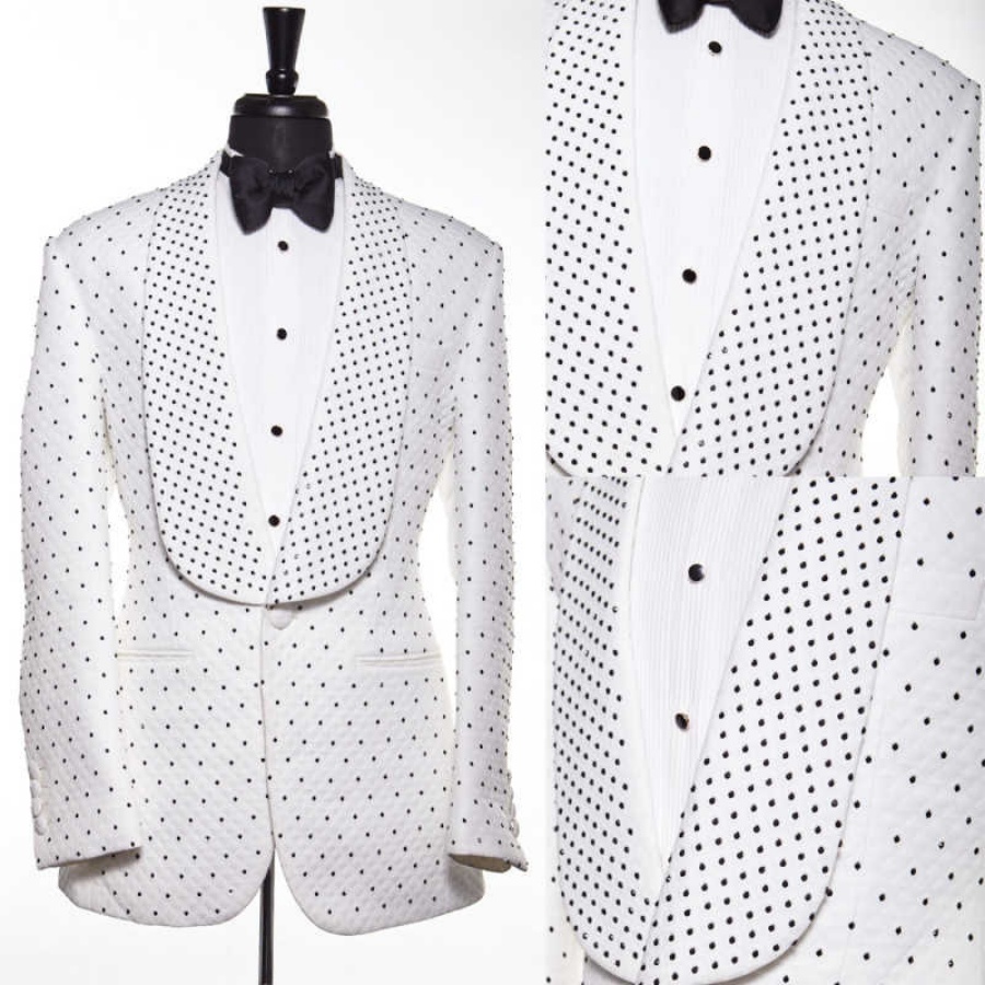 Jacket Pants Beads Men Formal Business Office Suit Groom Wedding Dress Party Blazer Trousers Tuxedos 2 Pieces Customized