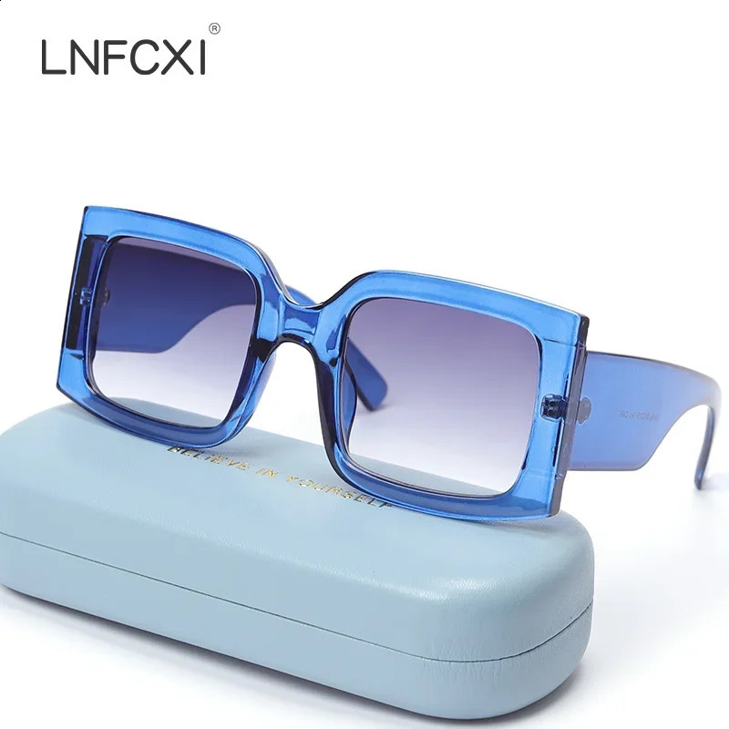 JNPCXI Beige Vintage Rectangle Women Sunglasses Ins Fashion Blue Light Tea Eyewear Men Trending Sun Glasses Shades UV400 260626 - view 3